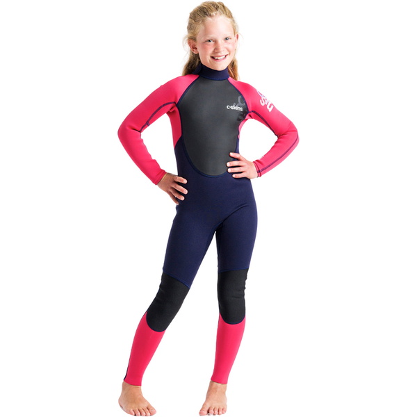 2026 C-Skins Junior Element 3/2mm Back Zip Wetsuit C-EL32STJ - Slate / Coral / Multi